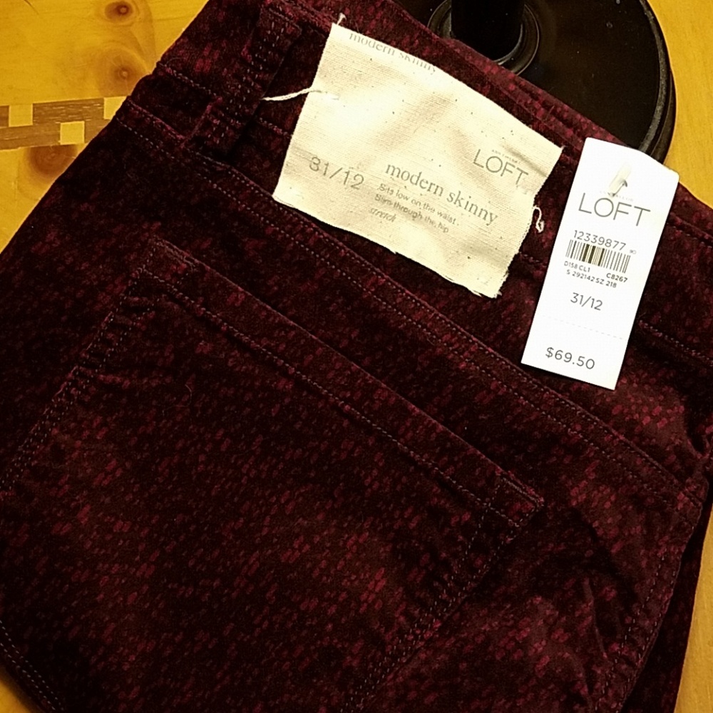 Loft Wine Color Modern Skinny Stretch Jeans Sz 10